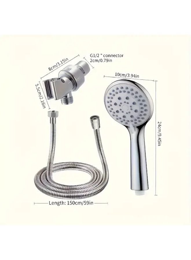 3 Piece Adjustable Handheld Shower Head Set with Hose and Bracket Modern Bathroom - Image 3